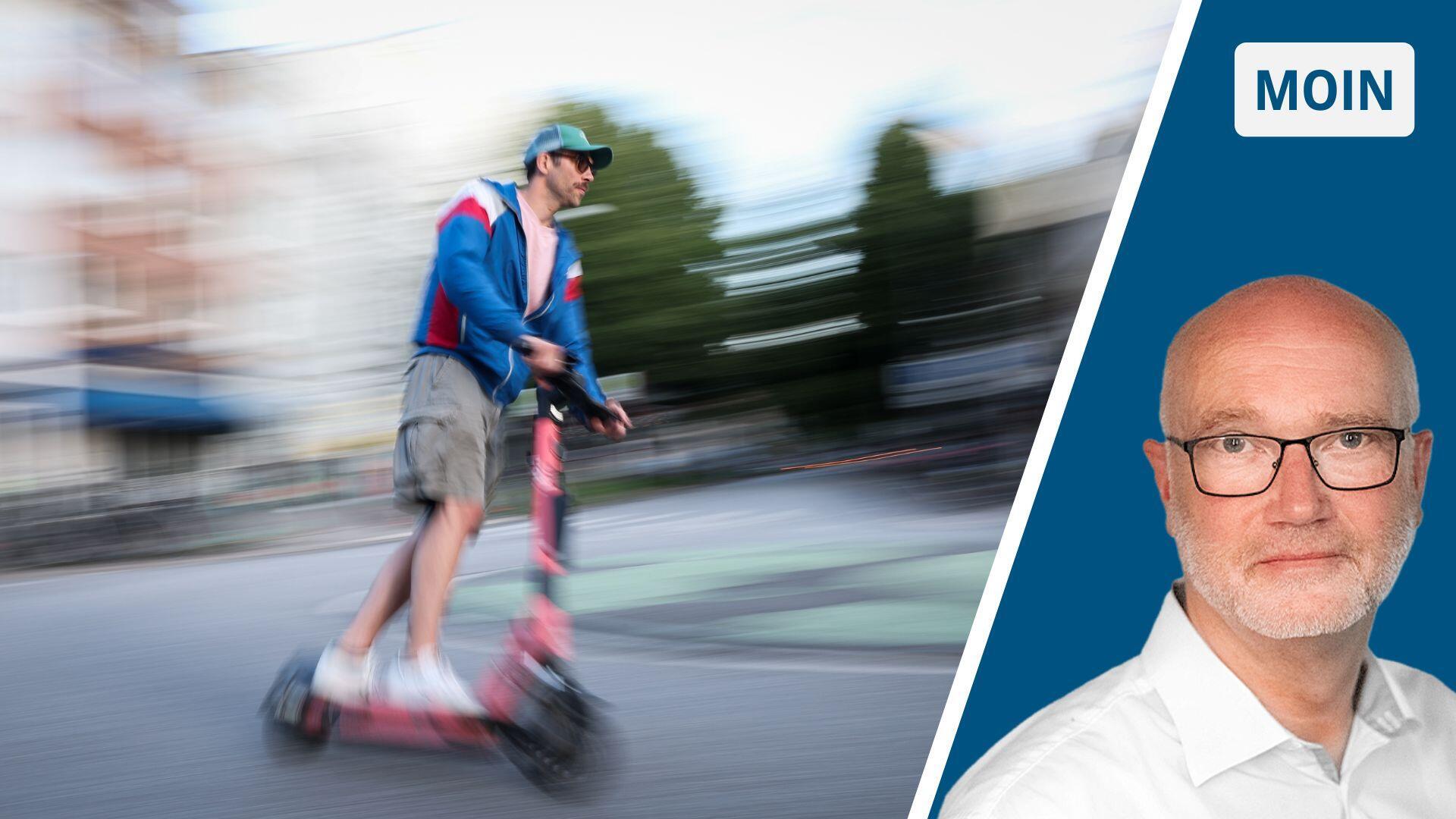 Mann auf einem E-Scooter.