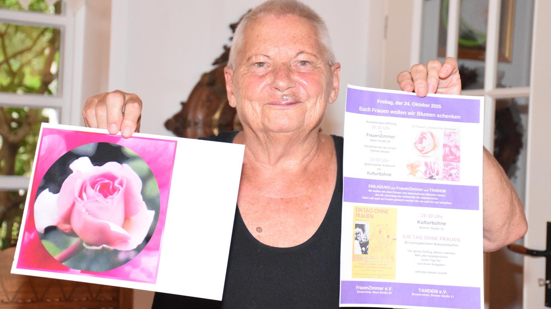 Anna-Maria von Appen freut sich auf die Filmvorführung auf der Kulturbühne. Am 24. Oktober wird außerdem im „FrauenZimmer“ die Ausstellung „Euch Frauen wollen wir Blumen schenken“ eröffnet.