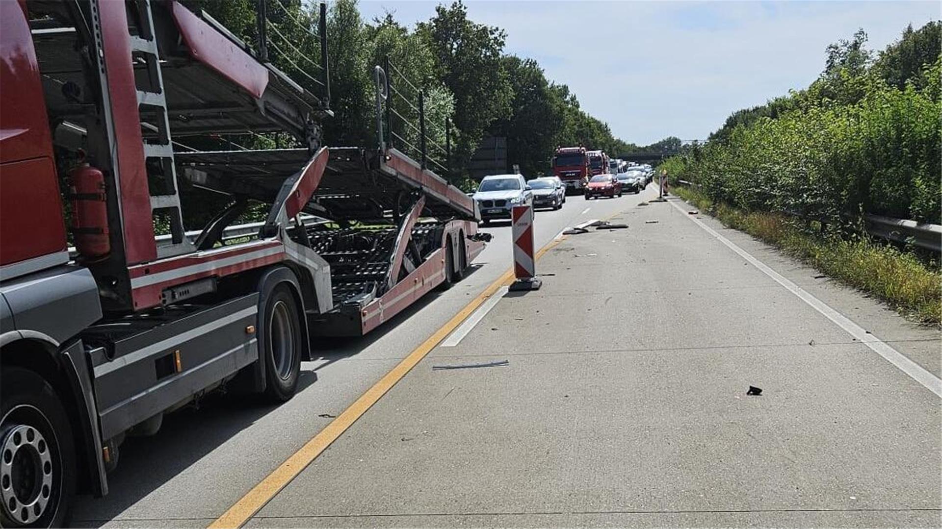 Unfallstelle im Baustellenbereich auf der A27.