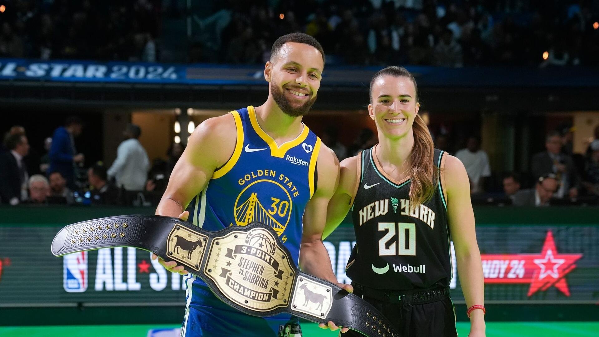 Bilder des Tages Beim All-Star-Wochenende der NBA sind erstmals ein männlicher Profi aus der National Basketball Association und eine Spielerin aus der WNBA in einem Dreierwettbewerb direkt gegeneinander angetreten. Stephen Curry setzte sich dabei im Rahmen des Show-Events in Indianapolis knapp gegen Sabrina Ionescu durch.