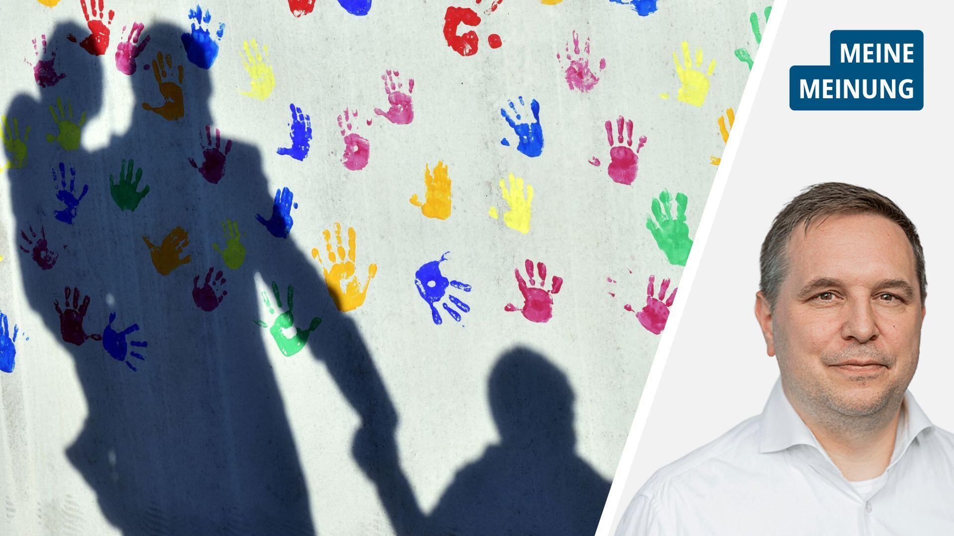 ein Mann mit Kindern im Schatten