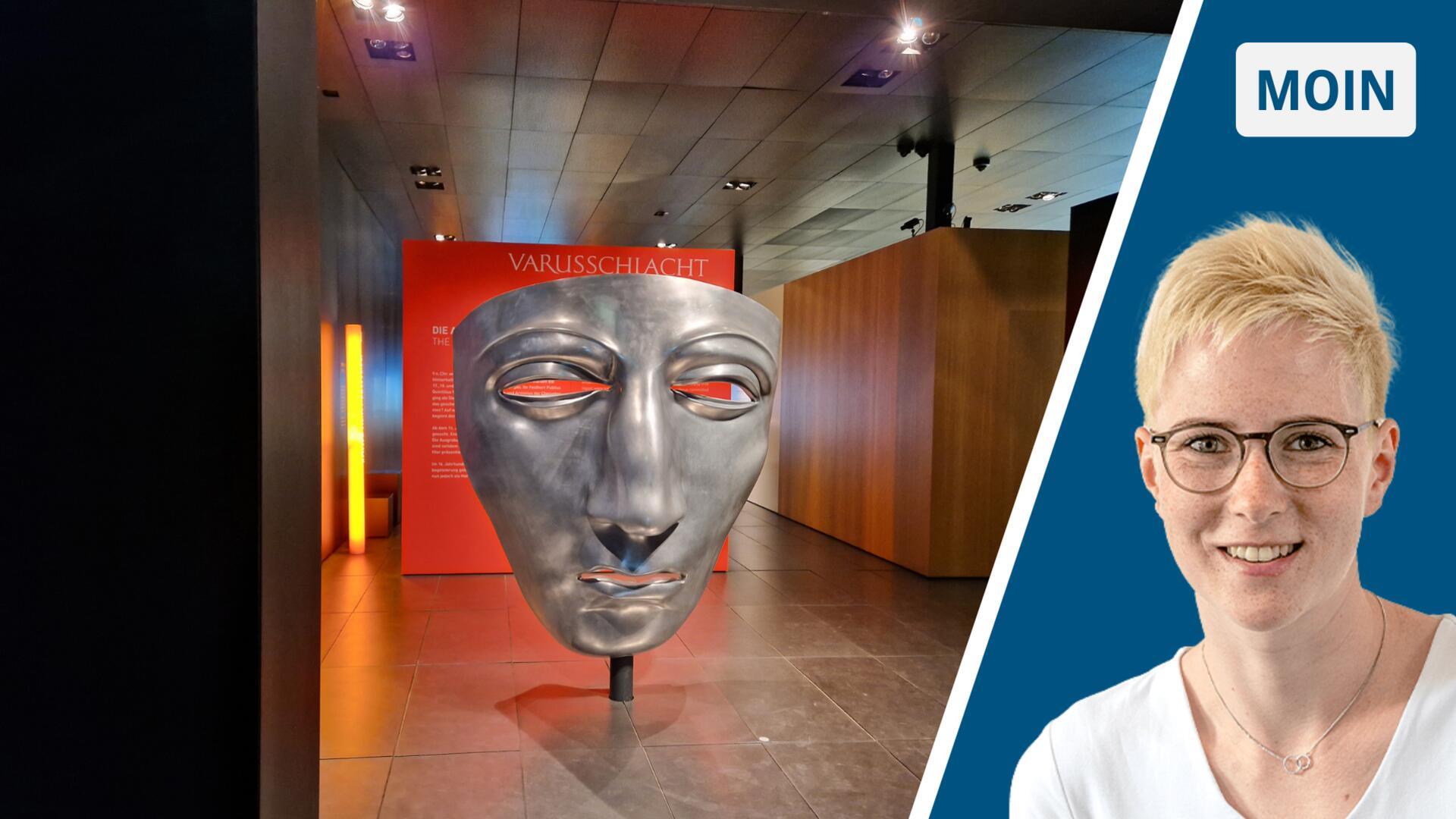 Eine Nachbildung einer übergroßen Maske