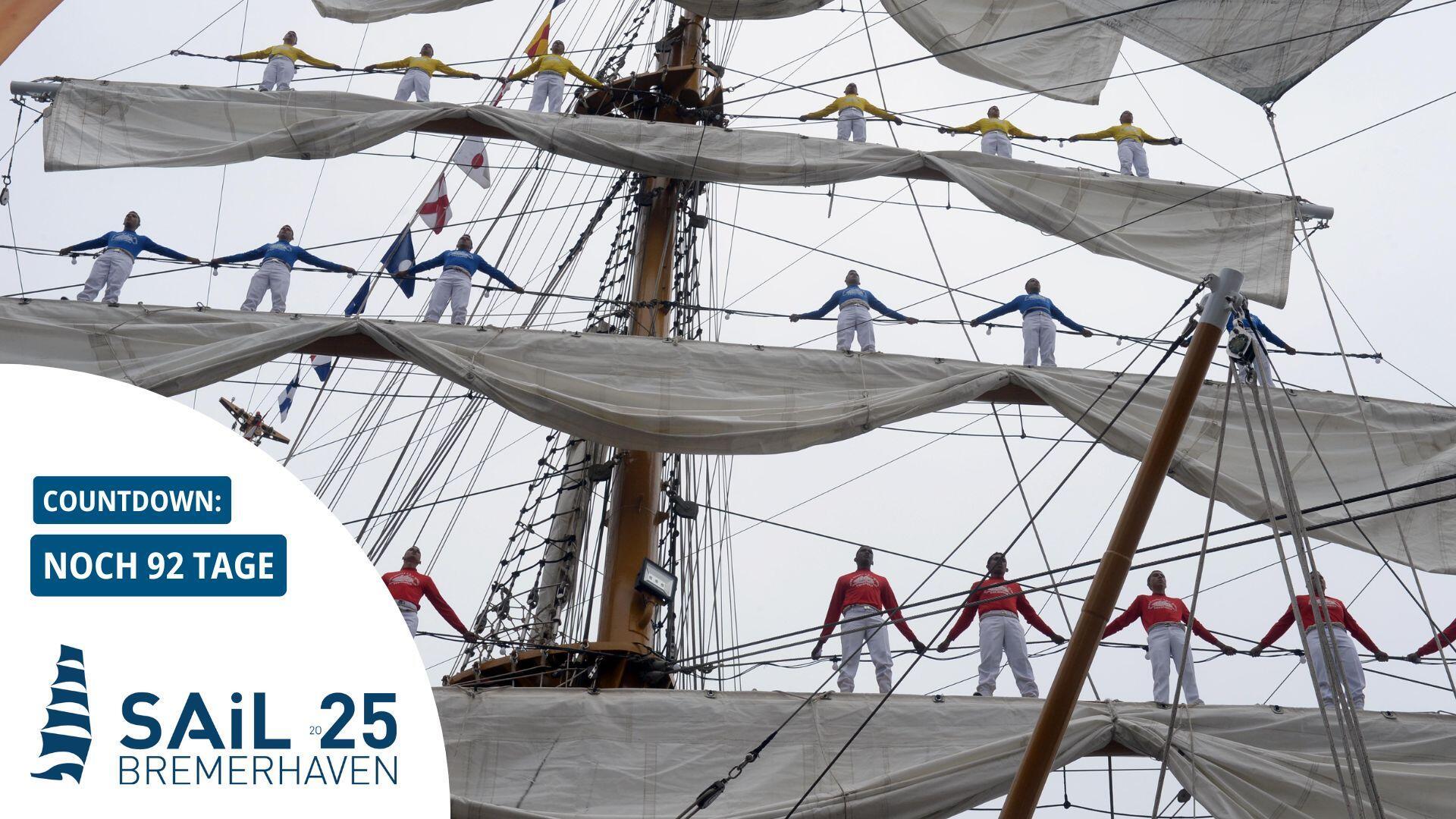 Sail 2015 am 16. August: Matrosen in den Rahen