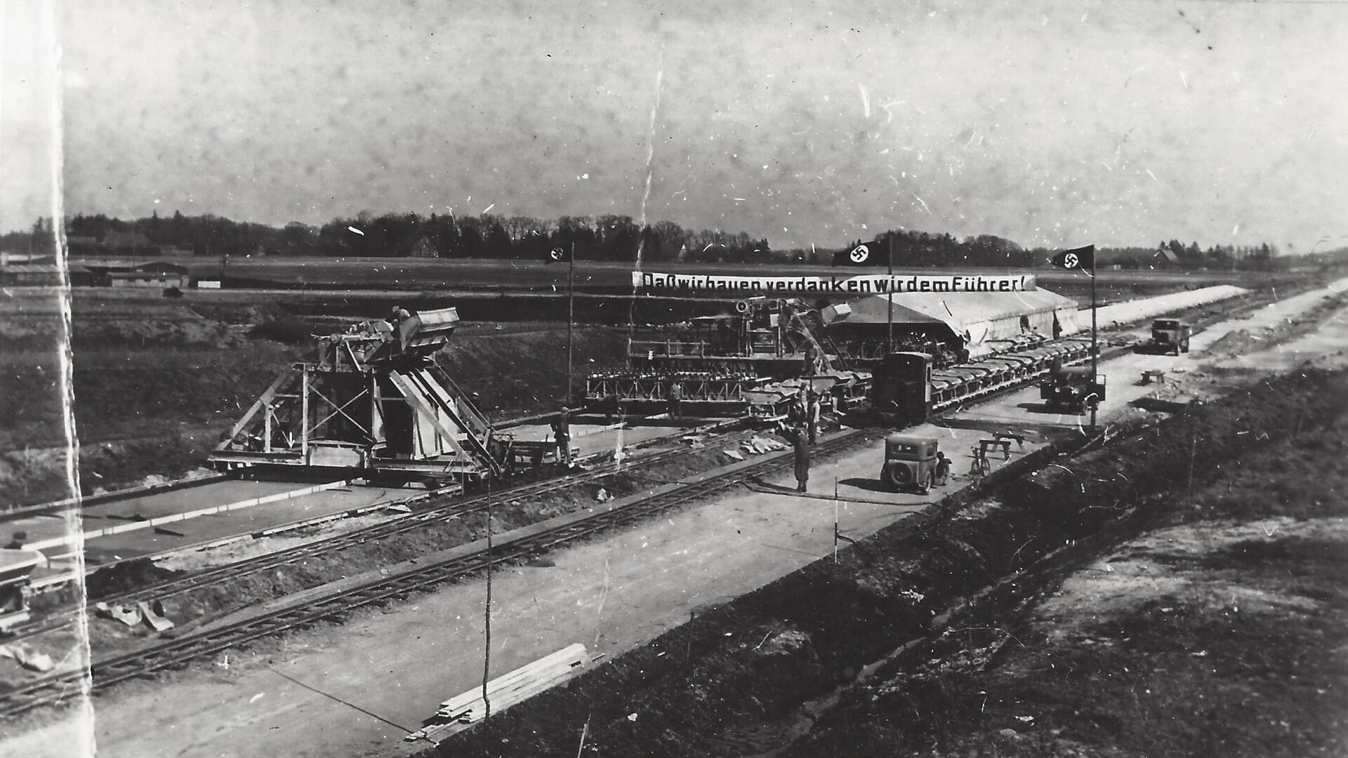 Der Bau der Autobahn bei Lengenbostel 1935.