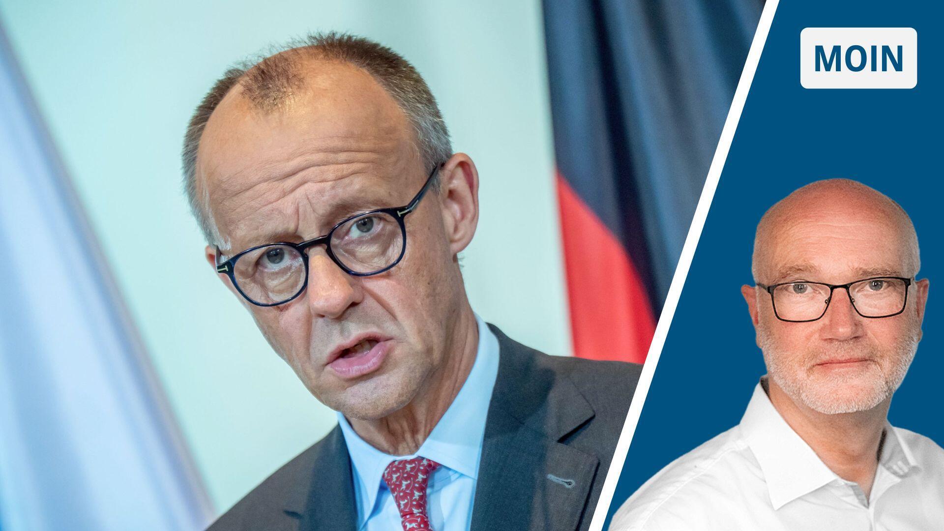 Geteiltes Bild mit Kanzler Merz und Klaus Mündelein