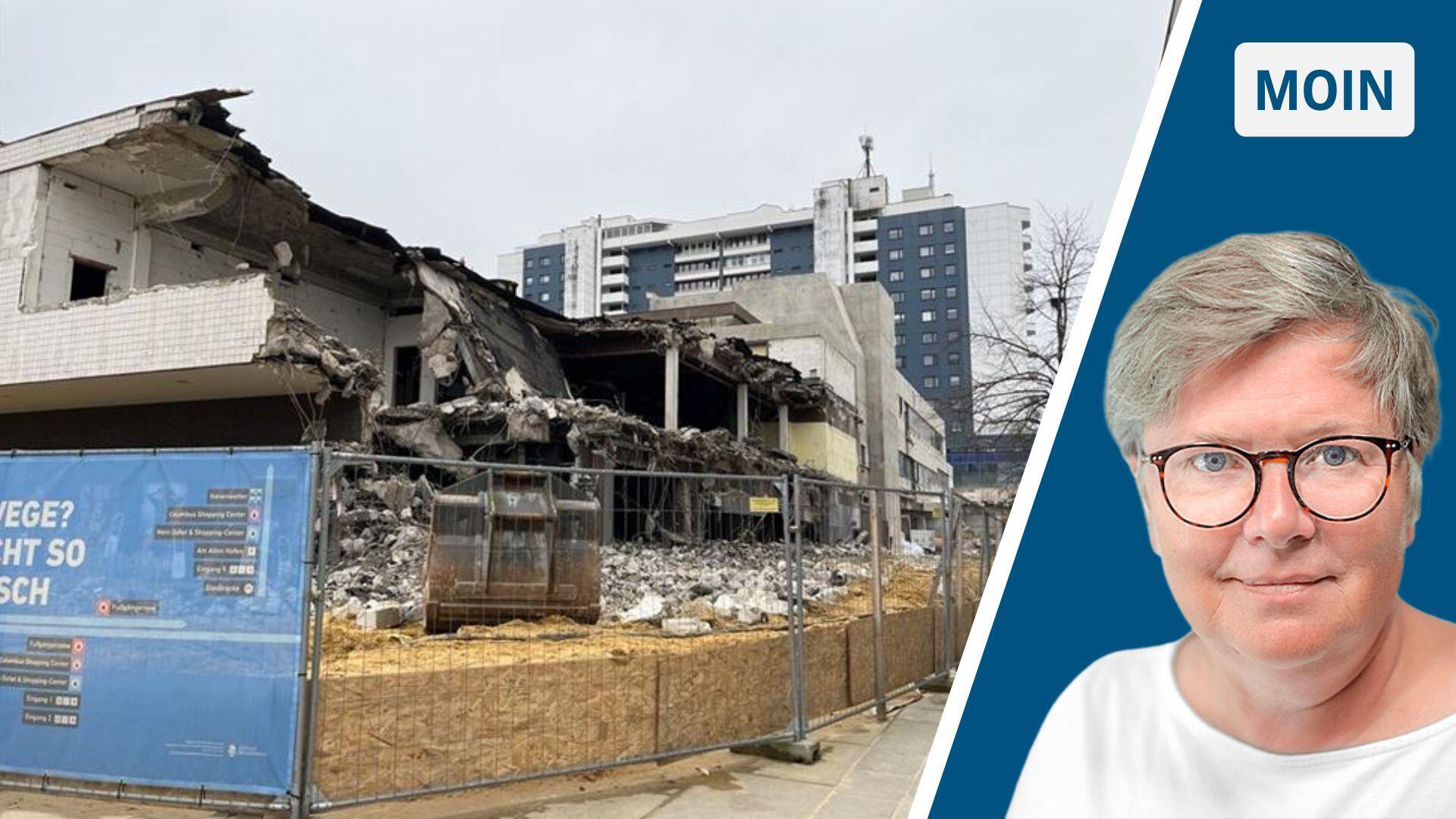 Karstadt-Abriss in Moin-Bild mit Autorin