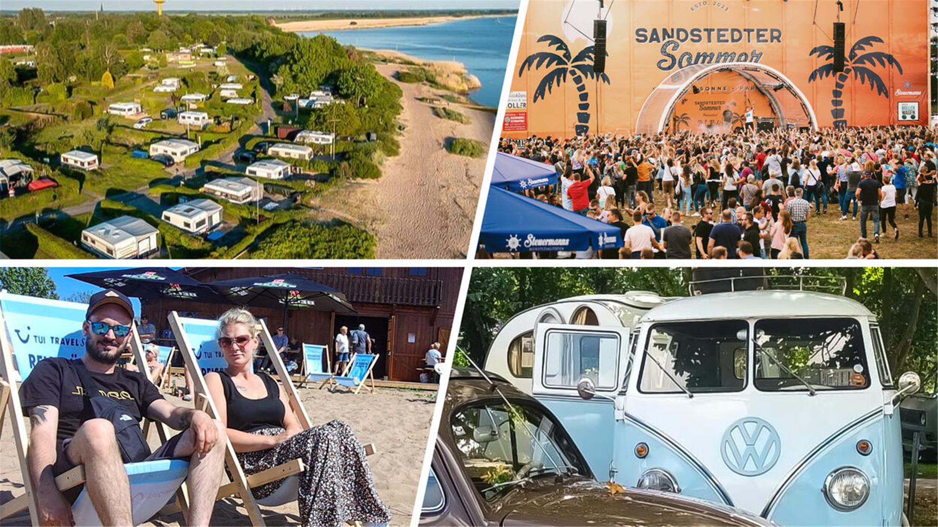 Die Betreiber des Campingplatzes Weserhenne in Sandstedt haben das Festivalgelände vom Sandstedter Sommer gekauft. Am Fähranleger wurde die neue Strandhütte eingeweiht und beim Bulli-Treffen waren knapp 500 Fahrzeuge dabei.