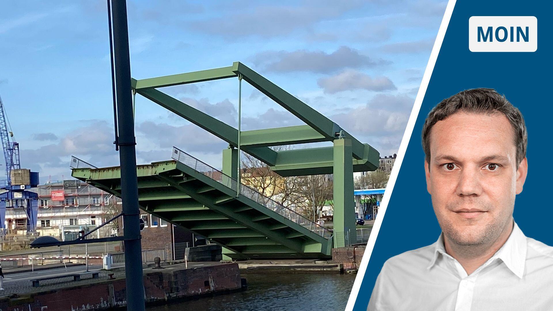 Die Klappbrücke an der Schleusenstraße in Bremerhaven. 