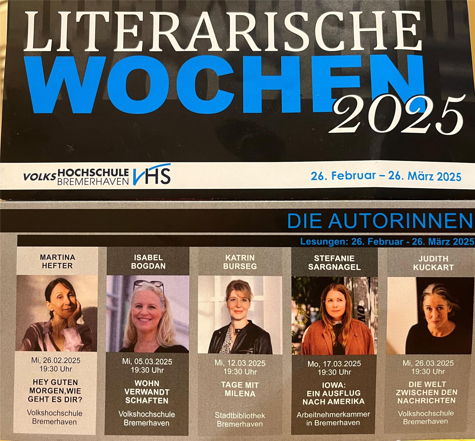 Die Literarischen Woche in Bremerhaven sind dieses Mal rein weiblich besetzt. Los geht es am 26. Februar.