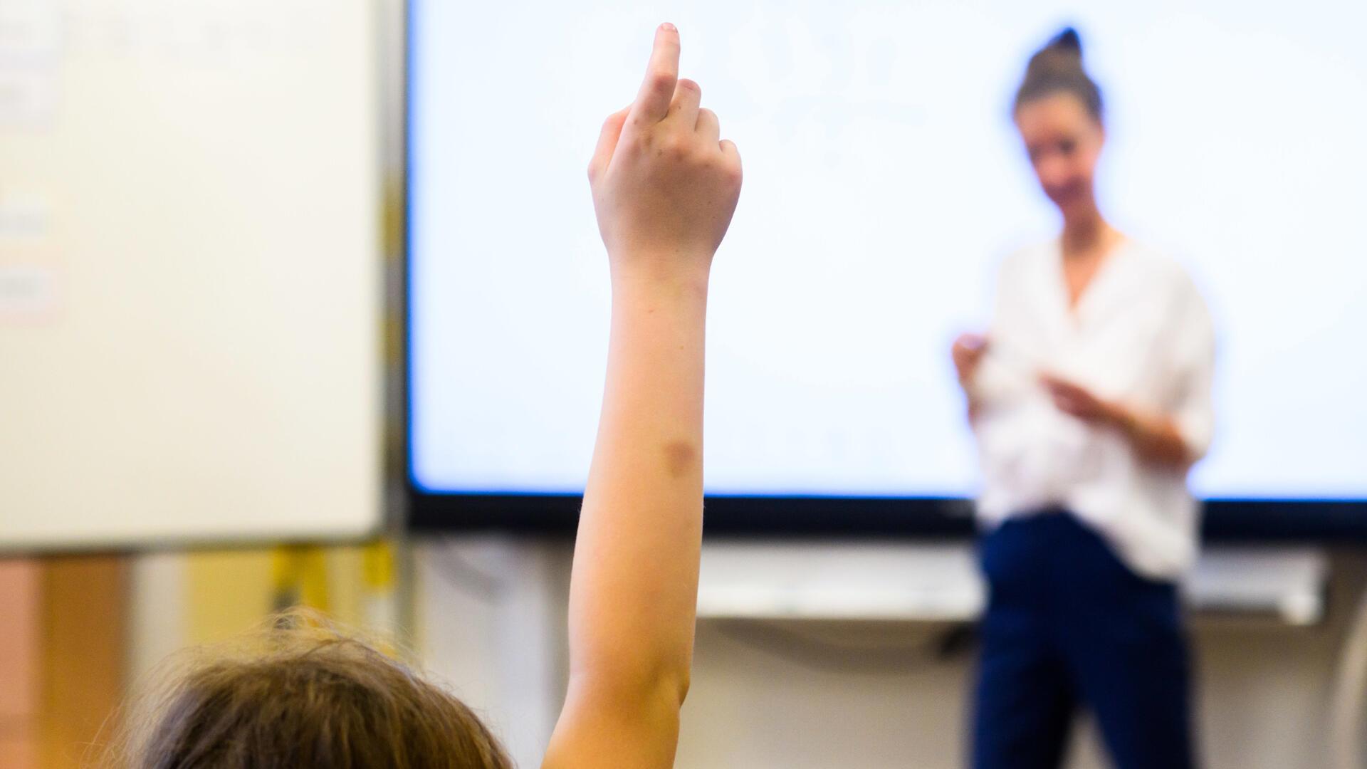 Ein Schüler meldet sich.