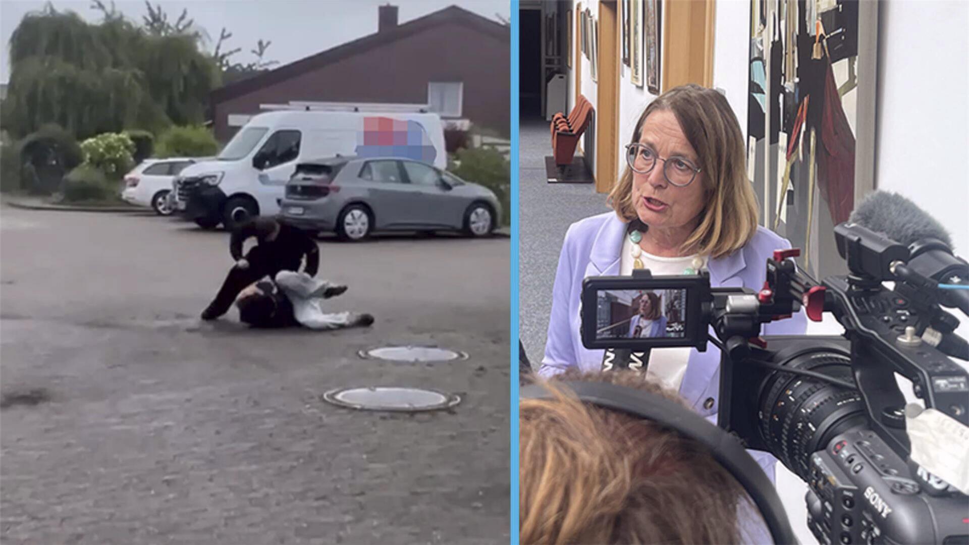 Großes Medieninteresse in Harsefeld: Die Kommune um Samtgemeindebürgermeisterin Ute Kück und Behördenvertreter arbeiten am Montag die Gewalttaten der Jugendgang auf.