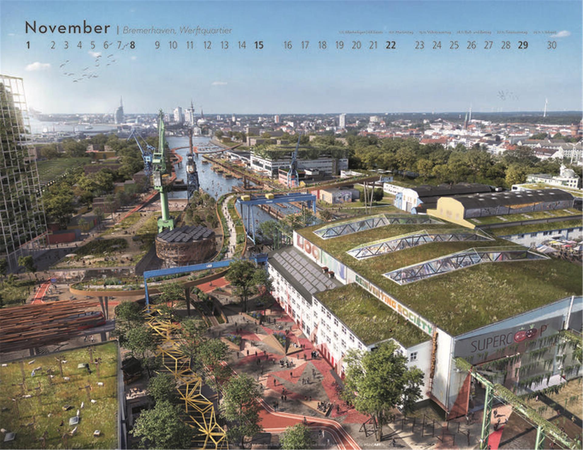 Grüne Zukunft: Das Werftquartier ist in dem Kalender „Green Cities“ zu finden.