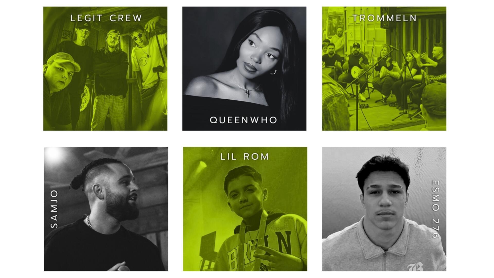 Legit Crew, Queenwho, Esmo 267, Samjo, Lil Rom und eine Trommelgruppe treten auf.