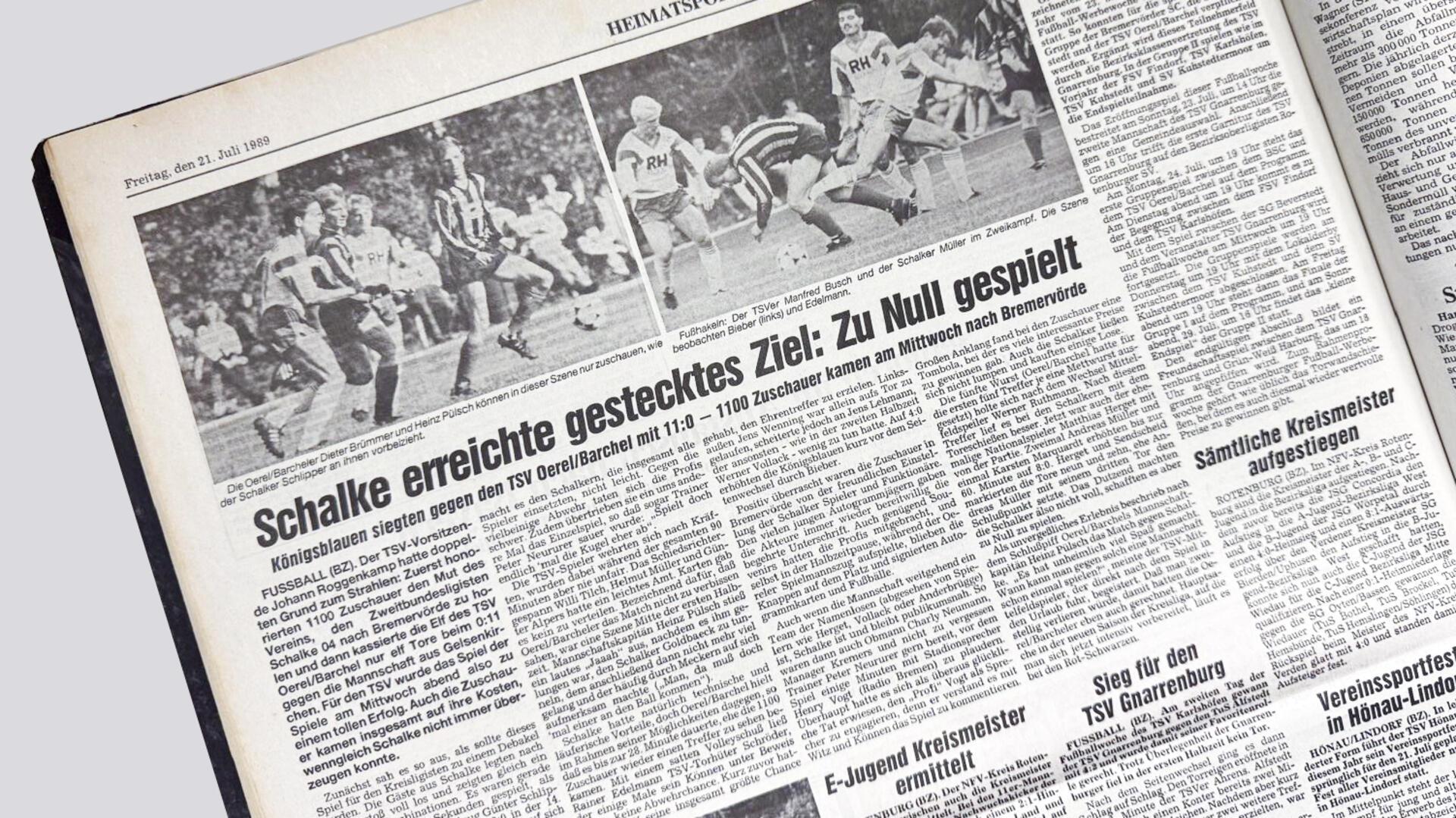 Natürlich war der Bericht über das große Spiel am Tag danach Aufmacher auf der Lokalsport-Seite der BZ. 
