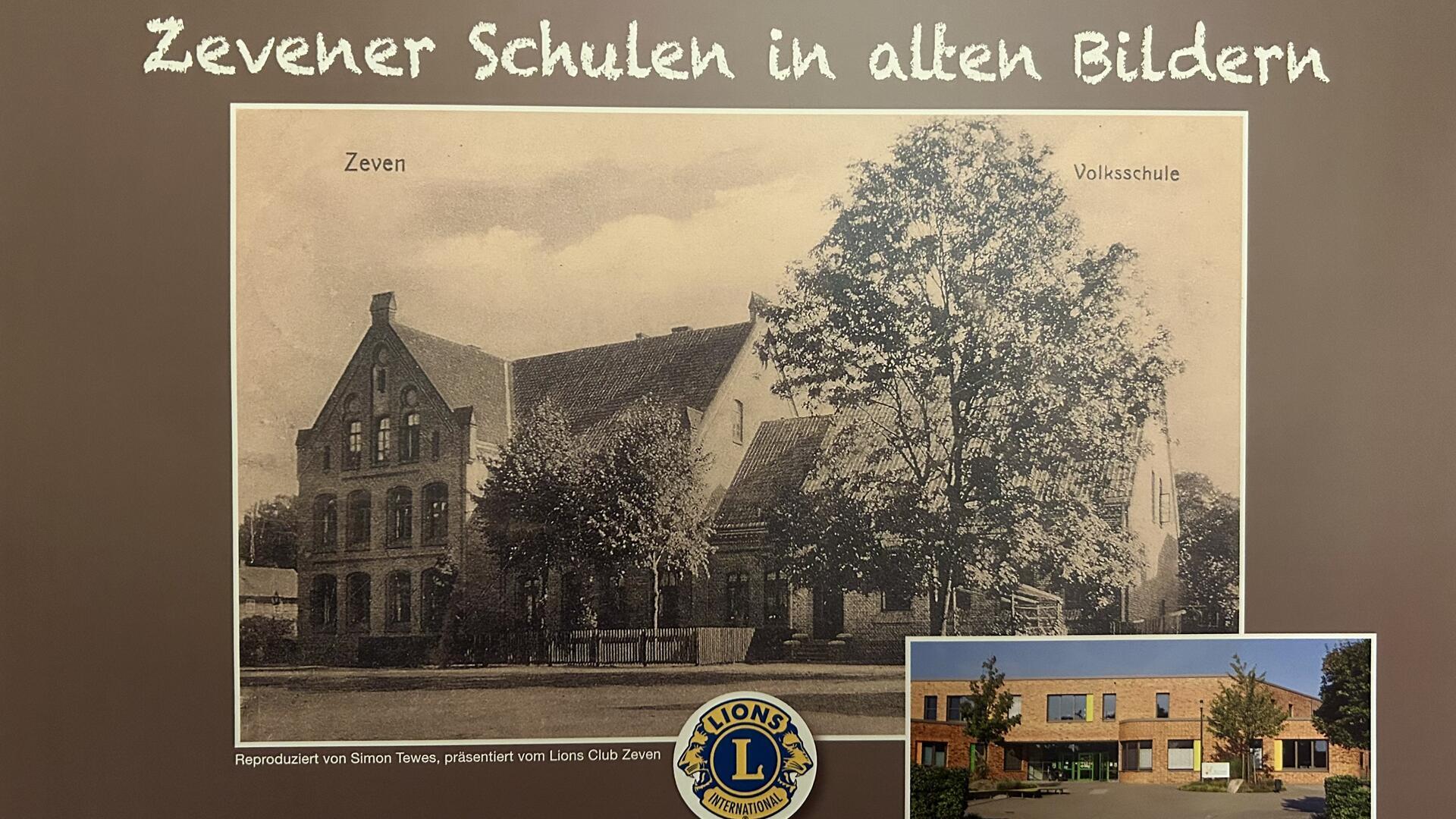 Das Foto zeigt ein Kalenderblatt. Zu sehen ist eine alte Schule.  