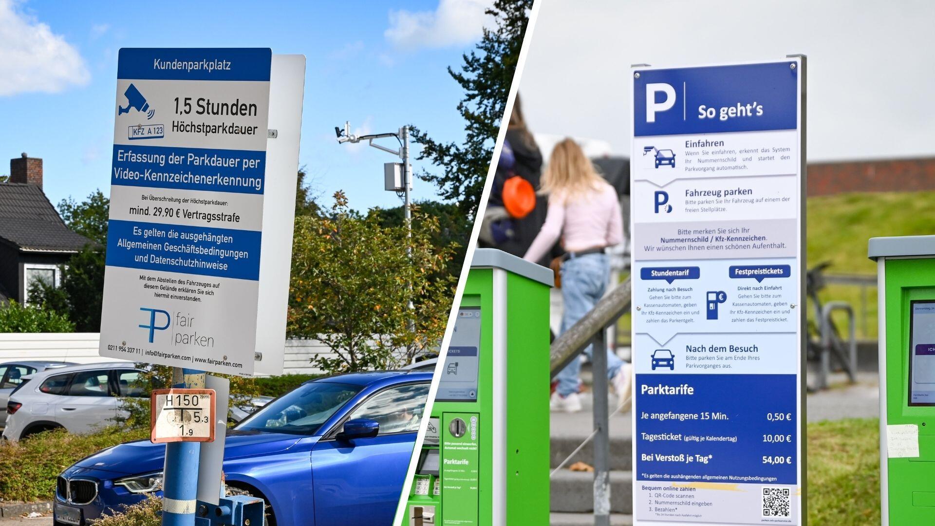 Ob bei EDEKA Holling am Debstedter Weg oder beim Parkplatz am Neuen Hafen: Die Kennzeichen der Fahrzeuge werden von einer Kamera erfasst.