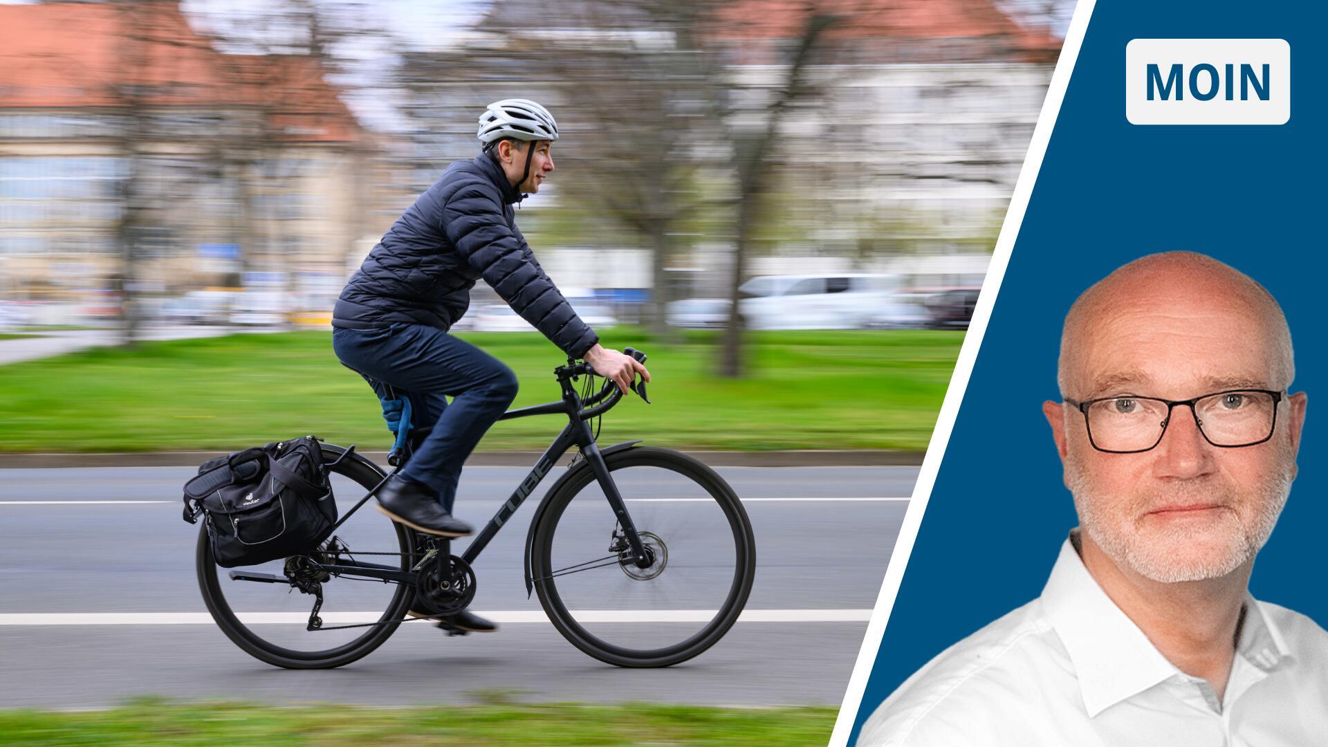 Mann auf einem Fahrrad.