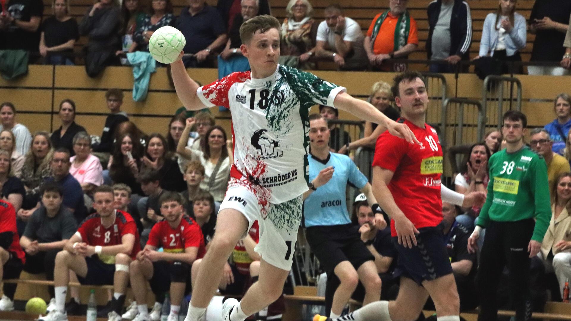 Schon sehr bitter: Noel Duhme nimmt aus beruflichen Gründen Abschied vom TSV, erzielte in seiner letzten Partie aber noch einmal sieben Tore erzielte.