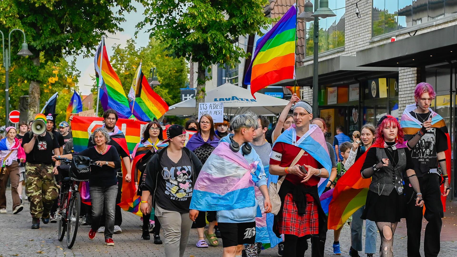 So bunt wie die Gesellschaft, für die sie kämpfen, ist auch der Demonstrationszug in Rotenburg selbst.