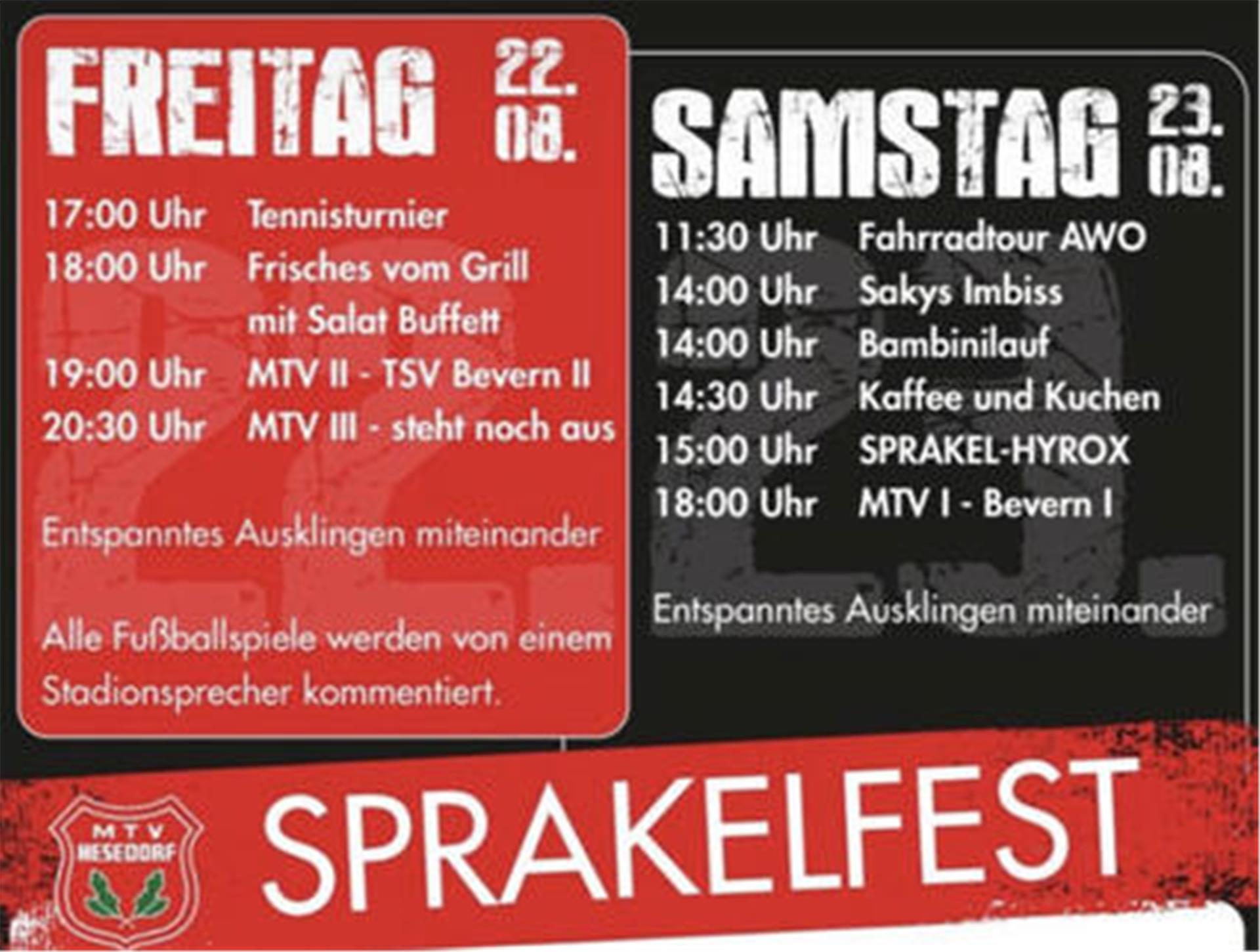 Viel Programm an zwei Tagen bietet das „Sprakelfest“ des MTV Hesedorf am kommenden Wochenende. 
