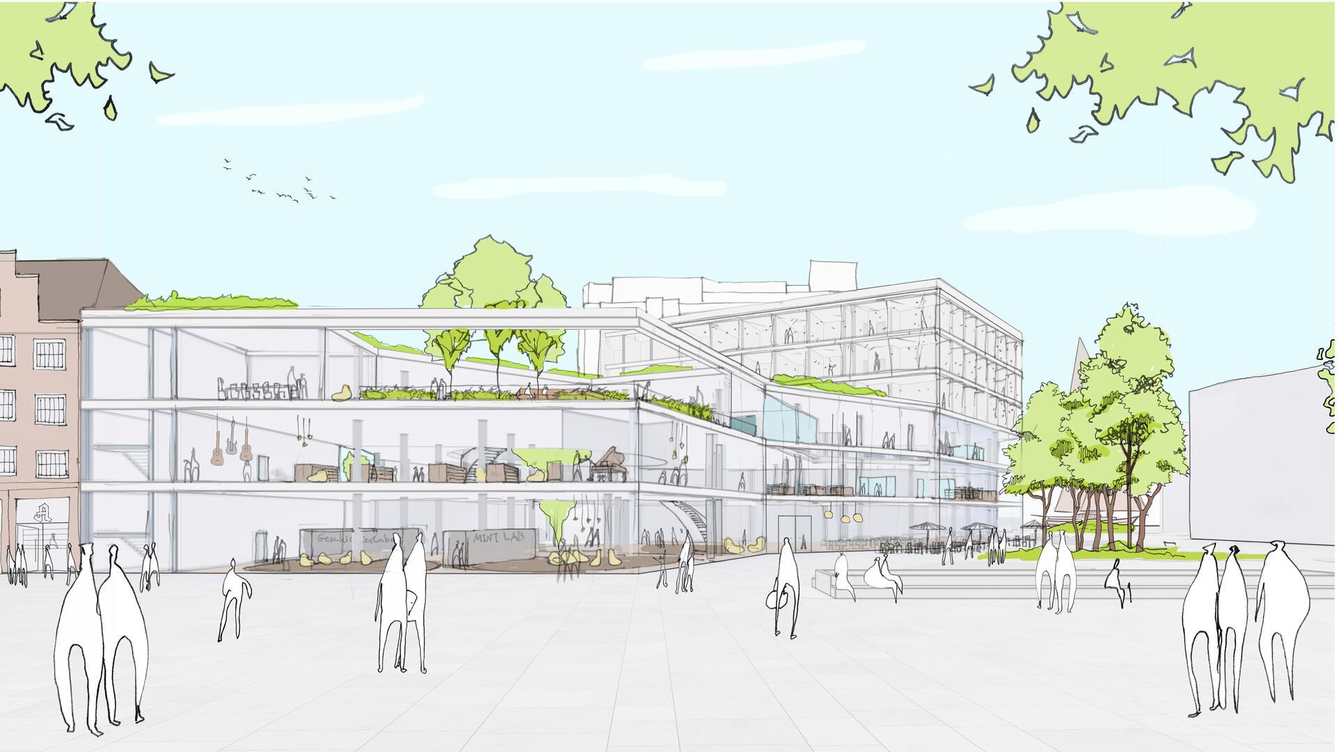 Visualierung des möglichen Baukörpers durch Gerber Architekten