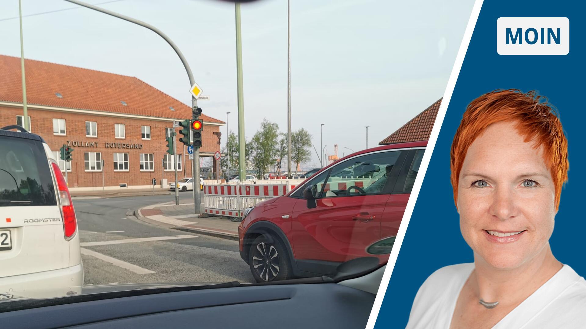 Blick auf eine Situation im Straßenverkehr. Warum nicht bis zur Haltelinie fahren?