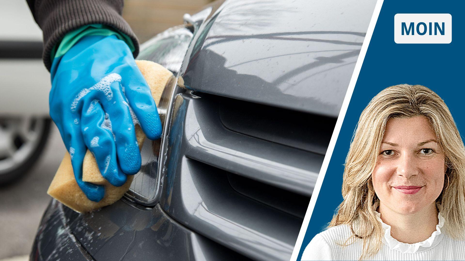 Werkstätten bieten manchmal kostenlos eine Autowäsche an.