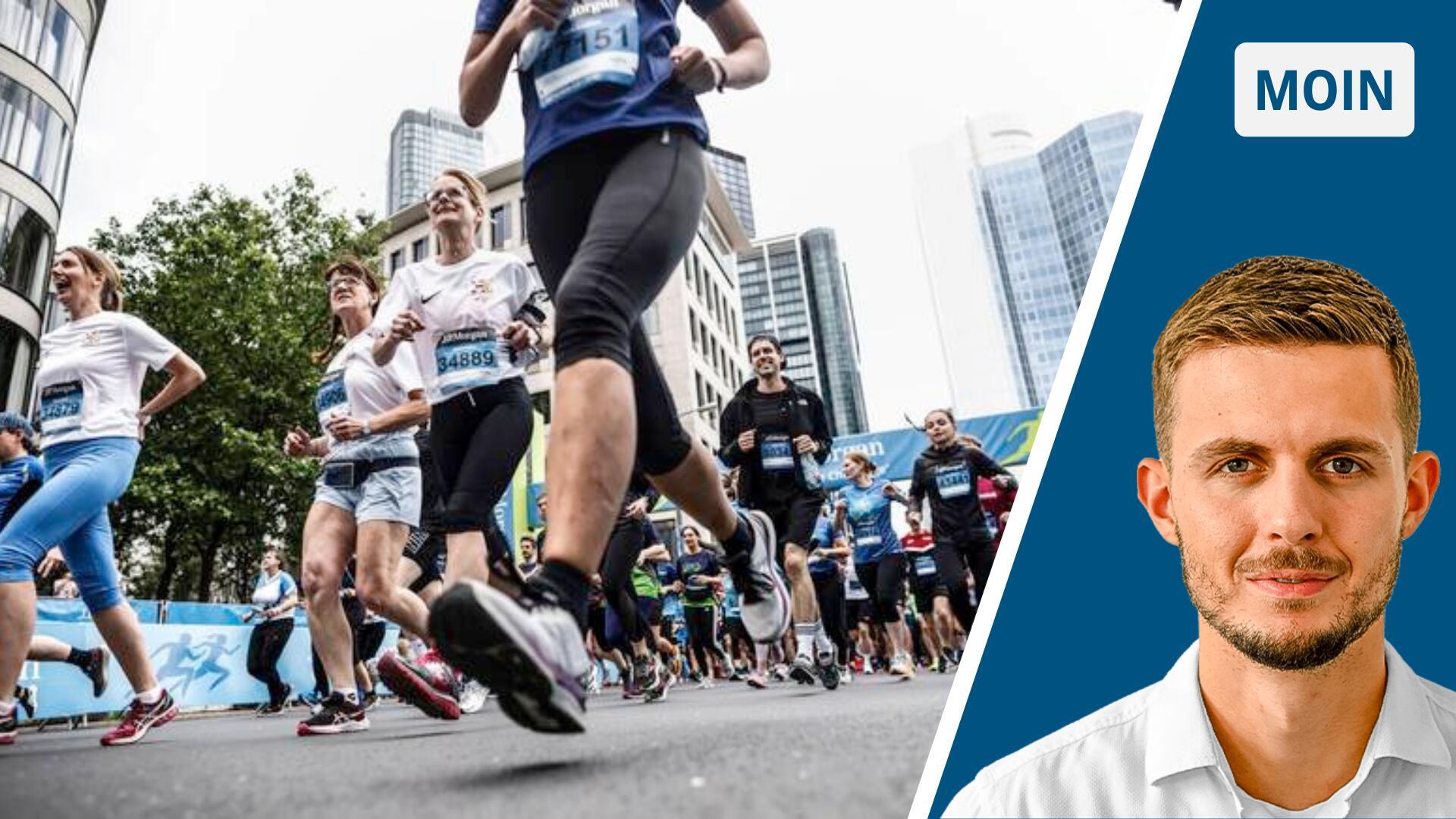 Menschen laufen bei einem Marathon. 