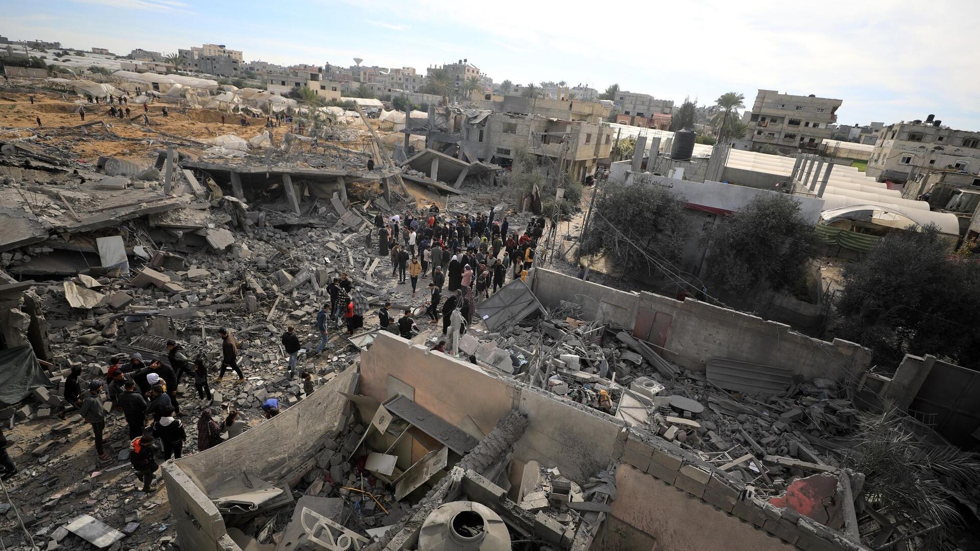 Sorge vor Bodenoffensive in Rafah wächst Zerstörte Gebäude in Rafah.