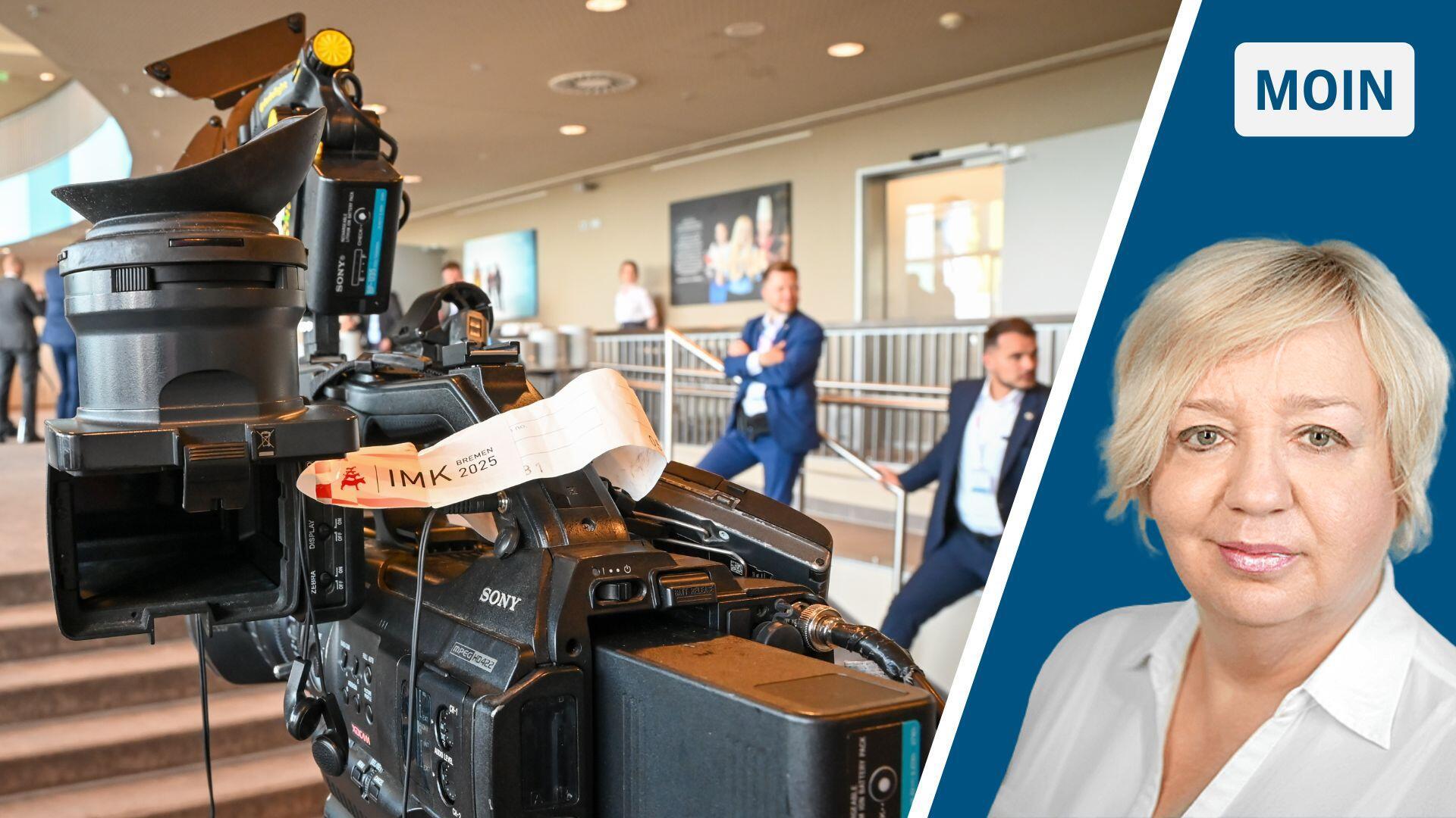 Zur Innenministerkonferenz reisten auch mehrere Fernsehteams nach Bremerhaven.